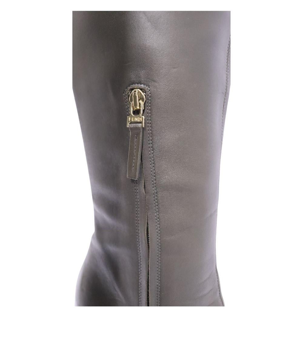 Fendi Leather Knee Length Boots Size EU 36 For Sale 1