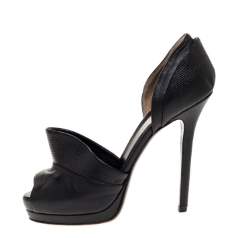 Fendi Leder Eidechse Druck Anemone D'orsay Peep Toe Plateau Pumps Größe 38,5 im Angebot 2