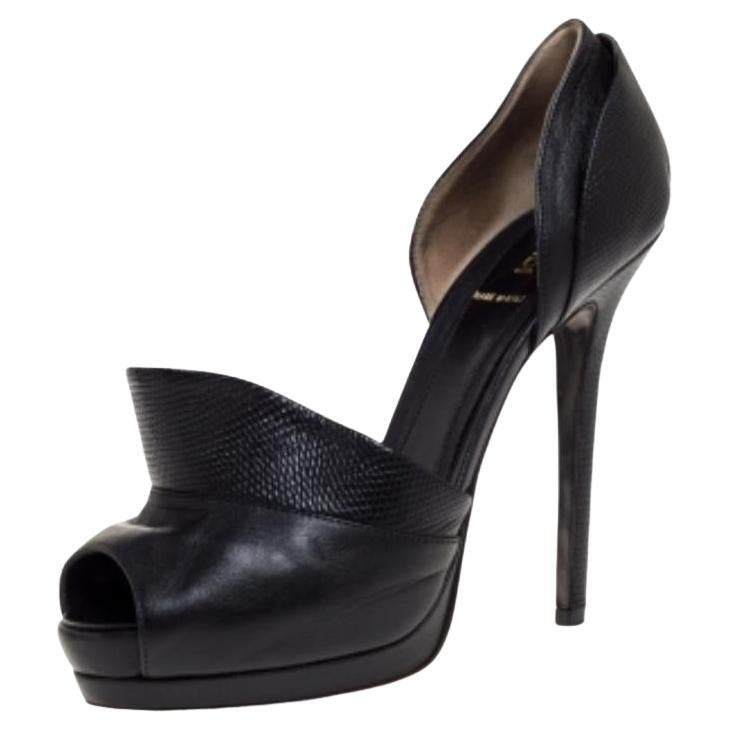 Fendi Leder Eidechse Druck Anemone D'orsay Peep Toe Plateau Pumps Größe 38,5 im Angebot