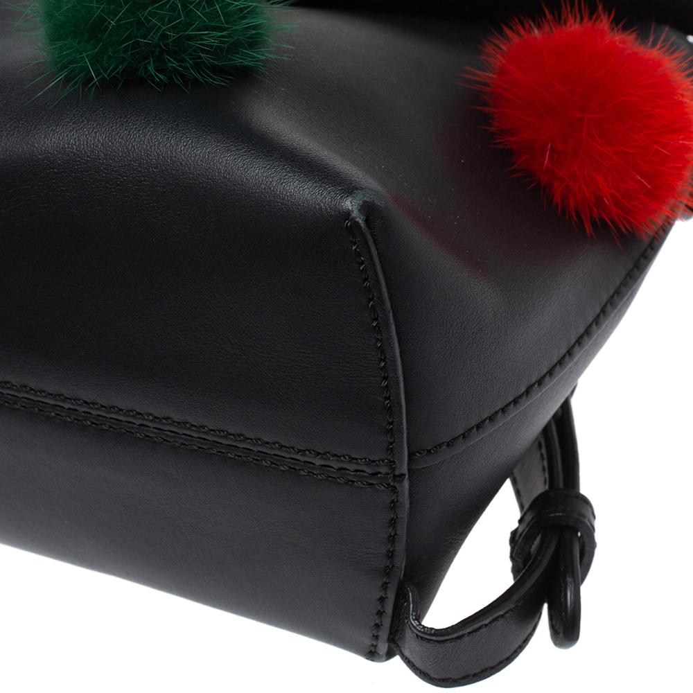 Fendi Leather Mini Mink Pom Pom Back To School Backpack 2