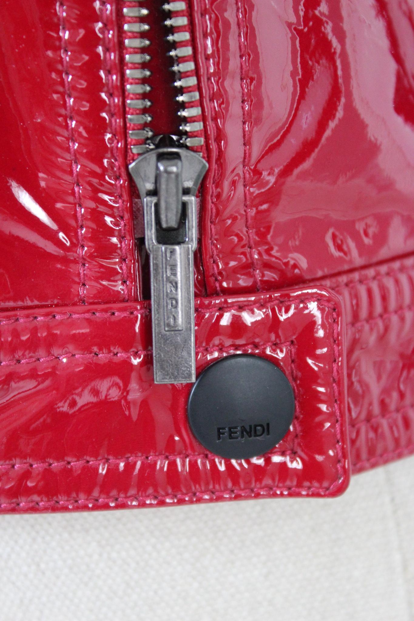 Women's Fendi Leather Patent Red Biker Jacket
