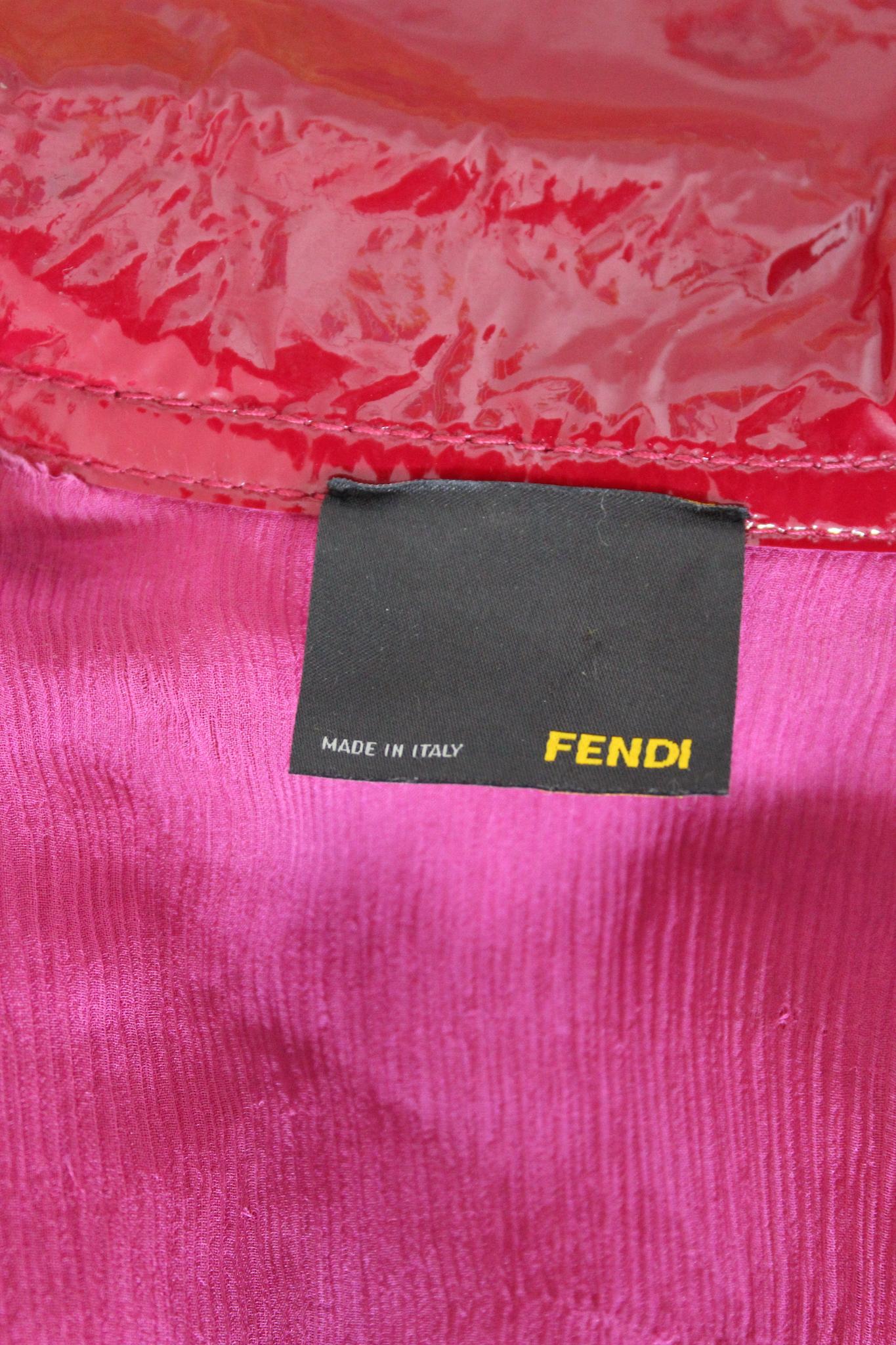 Fendi Leather Patent Red Biker Jacket 2