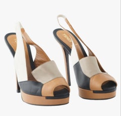 Fendi Leather Peep Toe Slingback Sandals - '10s