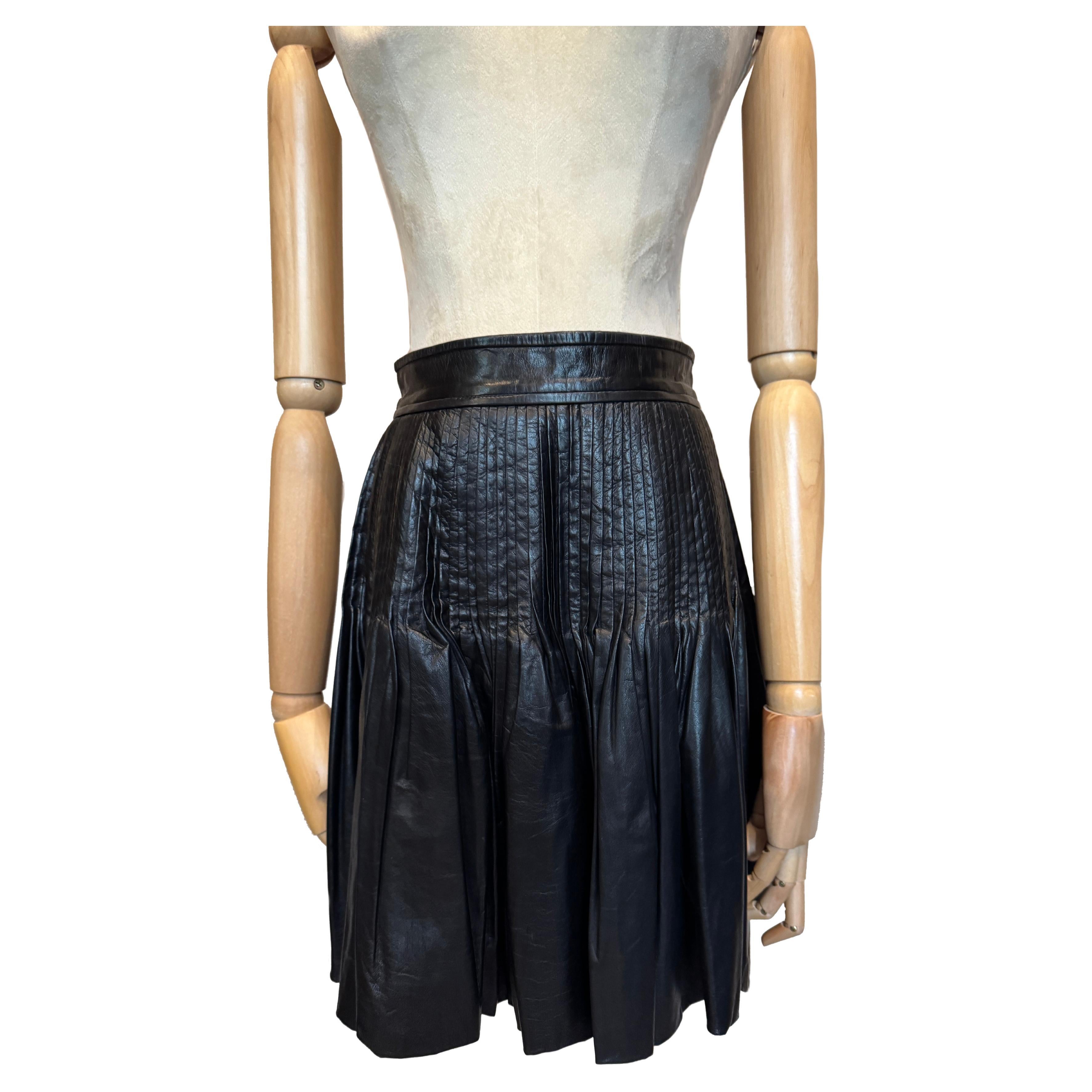 Gonna a pieghe in pelle Fendi