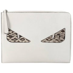 Fendi Leather with Python Medium Monster Clutch