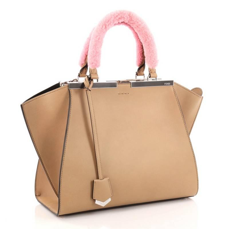 Fendi Leather with Shearling Petite 3Jours Handbag In Good Condition In NY, NY