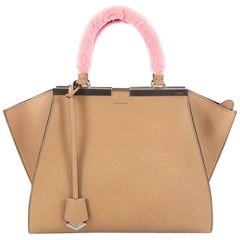 Fendi Leather with Shearling Petite 3Jours Handbag