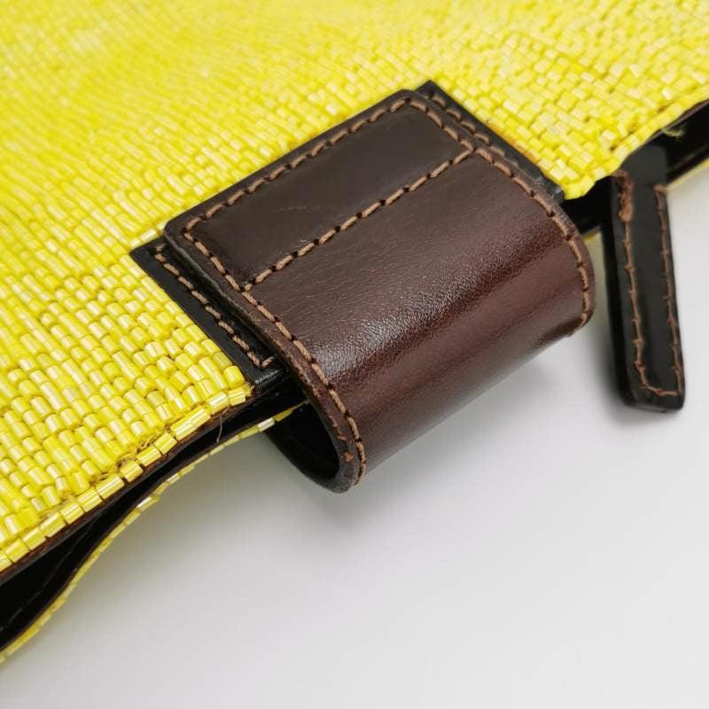 Fendi Lemon Yellow Beaded Top Opening Crossbody Bag For Sale 7