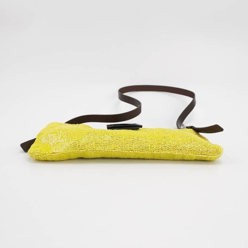 Fendi Lemon Yellow Beaded Top Opening Crossbody Bag
 These are professional photos of the actual bag offered by Luxbags.
  
 This Fendi bag in bright Lemon Yellow Beads is a great spring/summer accessory that is both glamorous and practical. 
