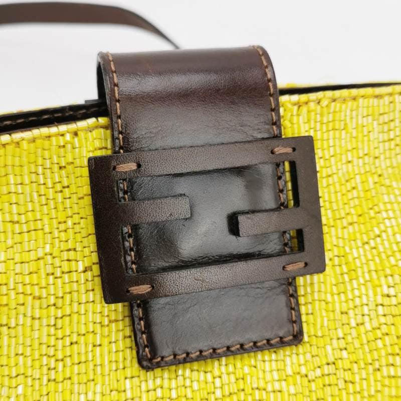 Fendi Lemon Yellow Beaded Top Opening Crossbody Bag For Sale 2
