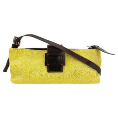 Fendi Lemon Yellow Beaded Top Opening Crossbody Tasche