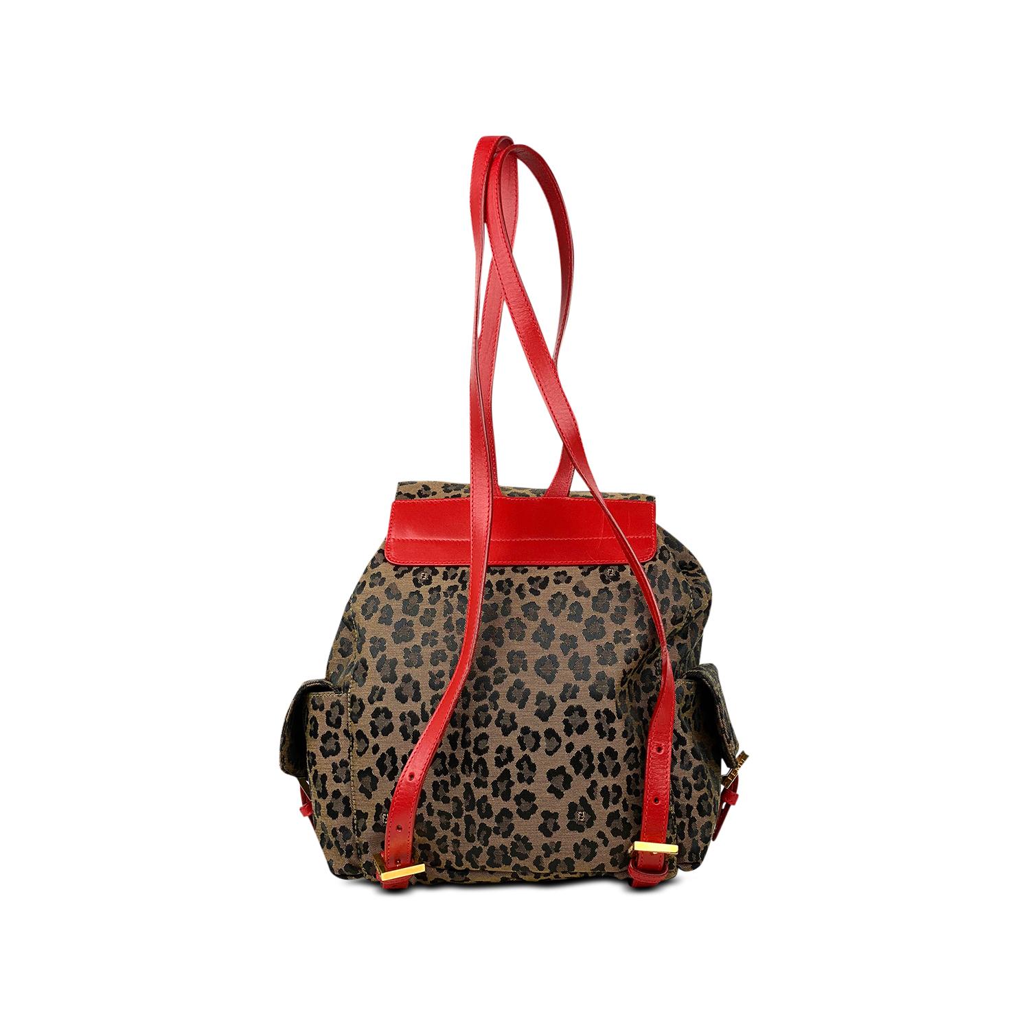 Brown Fendi Leopard Backpack For Sale