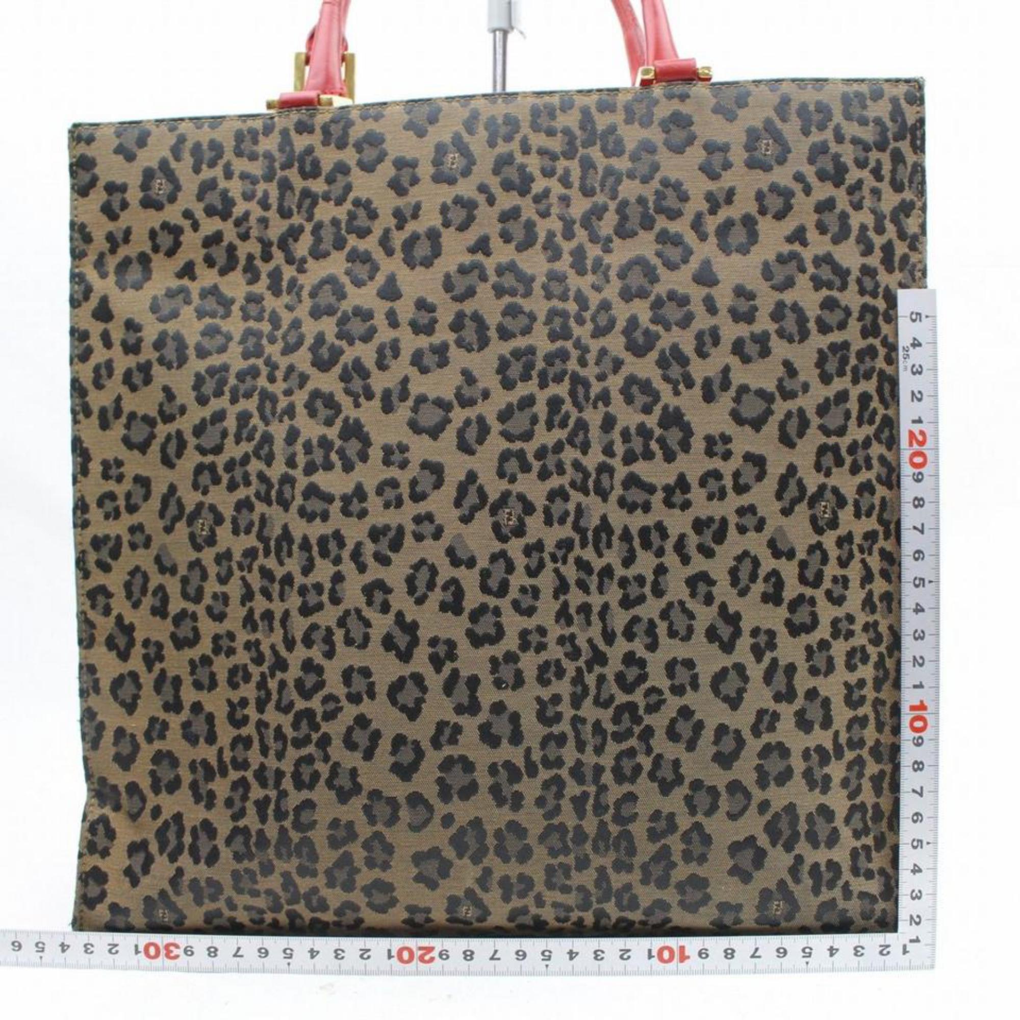 Fendi Leopard Cheetah Shopper 869803 Brown Nylon Tote For Sale 1