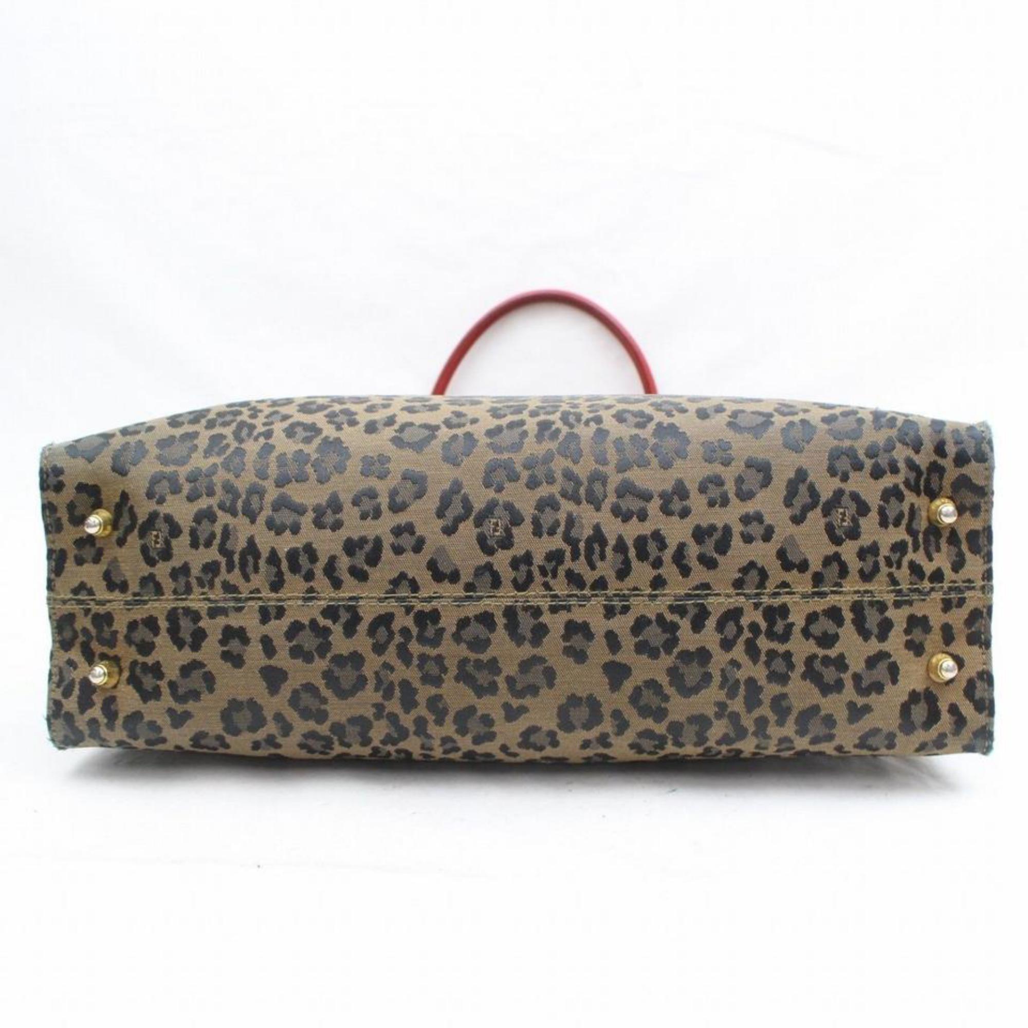 Fendi Leopard Cheetah Shopper 869803 Brown Nylon Tote For Sale 2