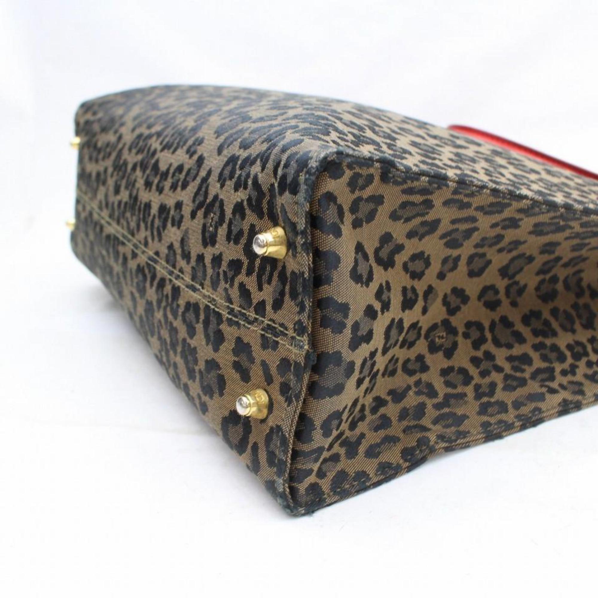 Fendi Leopard Cheetah Shopper 869803 Brown Nylon Tote For Sale 4