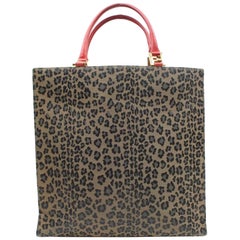 Vintage Fendi Leopard Cheetah Shopper 869803 Brown Nylon Tote