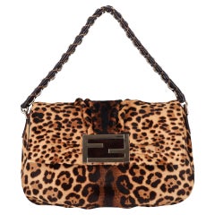 Fendi Leopard Pony Hair 'FF' Buckle Vintage Mamma Baguette Shoulder