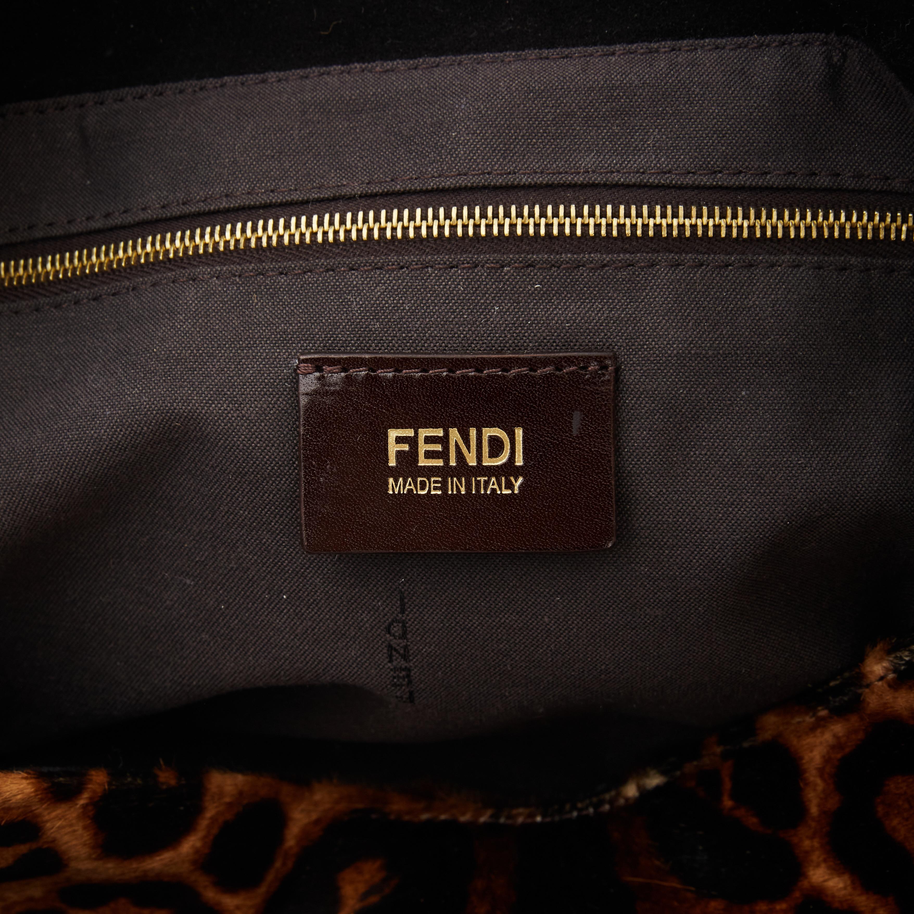 Brown Fendi Leopard Print Calf Hair Mama Baguette Forever Bag (8BR638)