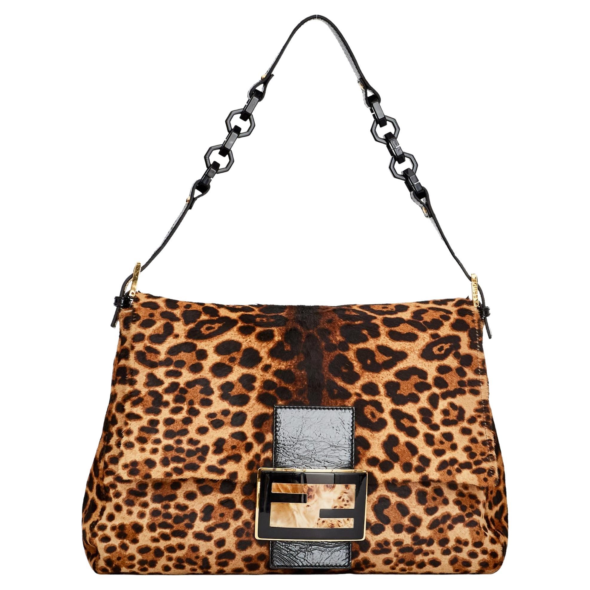 Fendi Leopard Print Calf Hair Mama Baguette Forever Bag (8BR638)