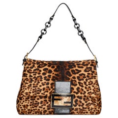 Used Fendi Leopard Print Calf Hair Mama Baguette Forever Bag (8BR638)