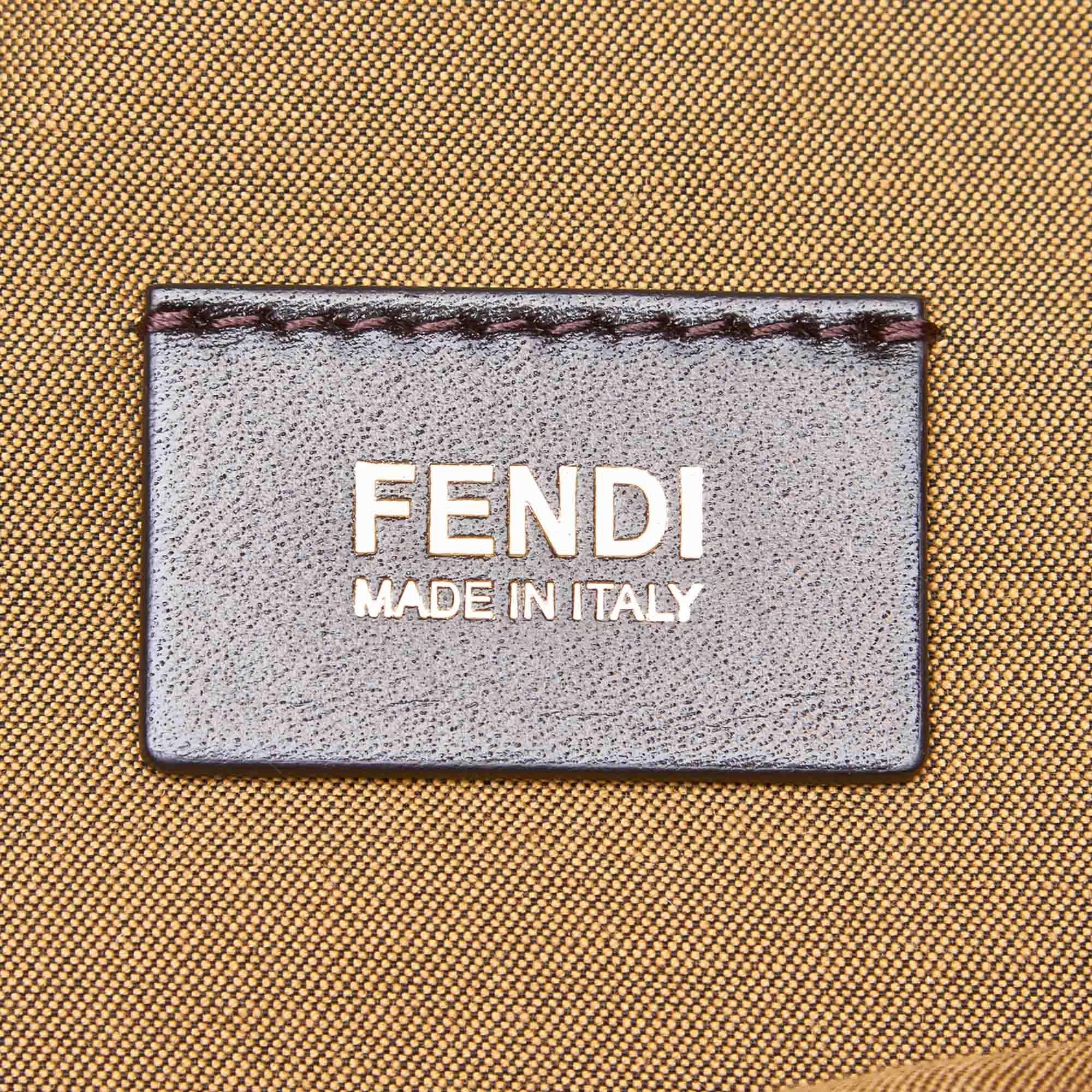 Brown Fendi Leopard Print Canvas Tote Bag