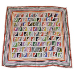 Fendi Letter Print "F" Silk Scarf 22" x 22.5" As New