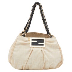 Fendi Light Beige Zucca Canvas Small Mia Tote