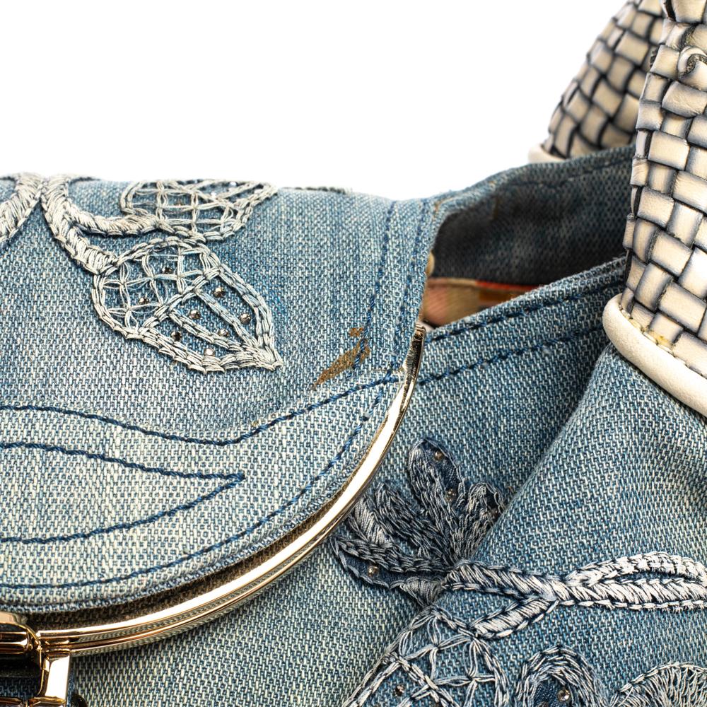 Fendi Hellblaue Denim Tasche mit gesticktem Eichhörnchen Spy 5