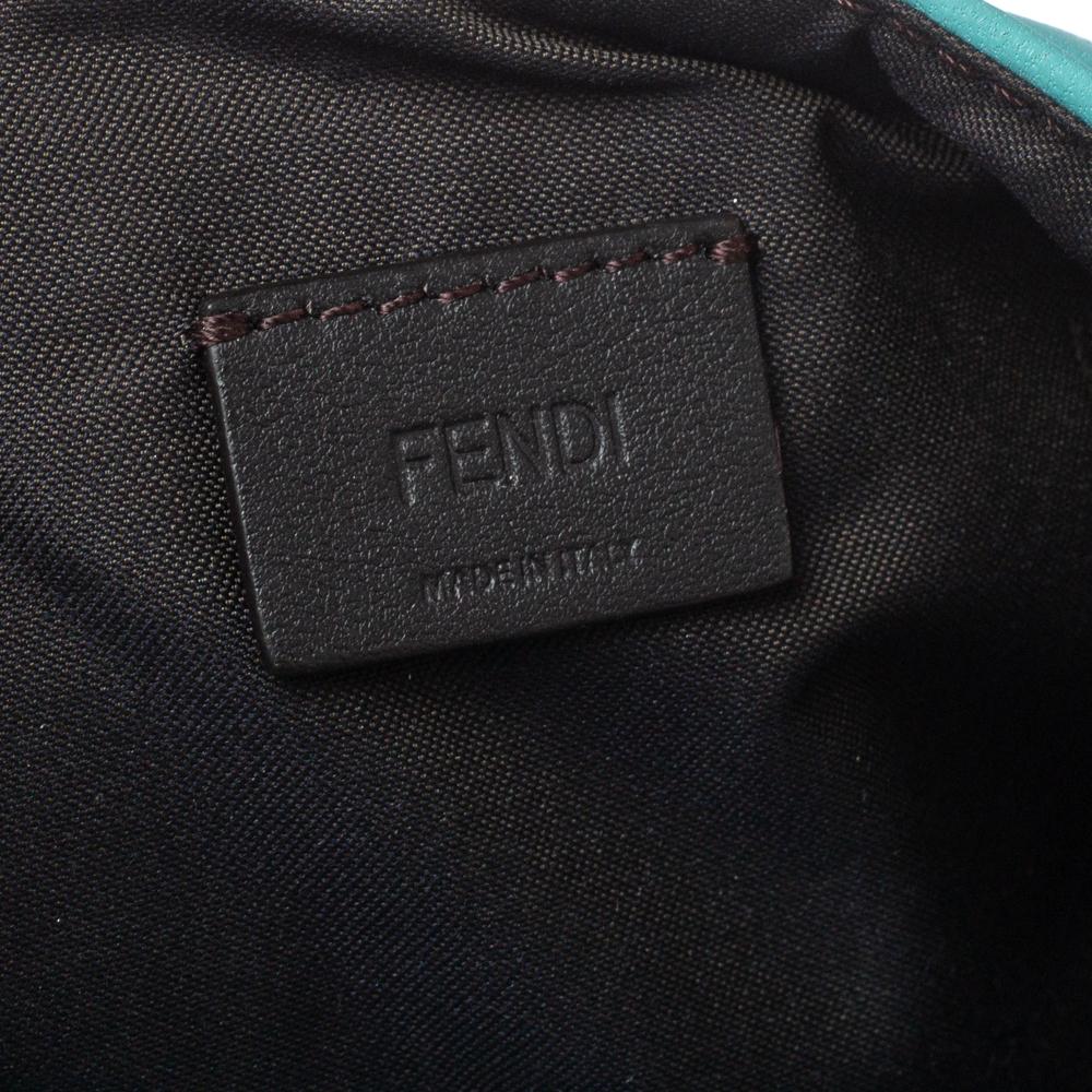 Fendi Light Blue FF Logo Embossed Leather Mini Baguette Bag at 1stDibs