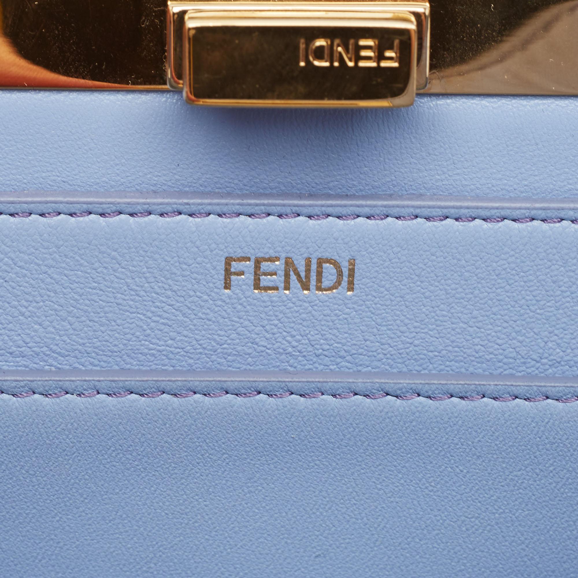 Fendi Light Blue Lasercut Leather Small Peekaboo ISeeU Top Handle Bag 11