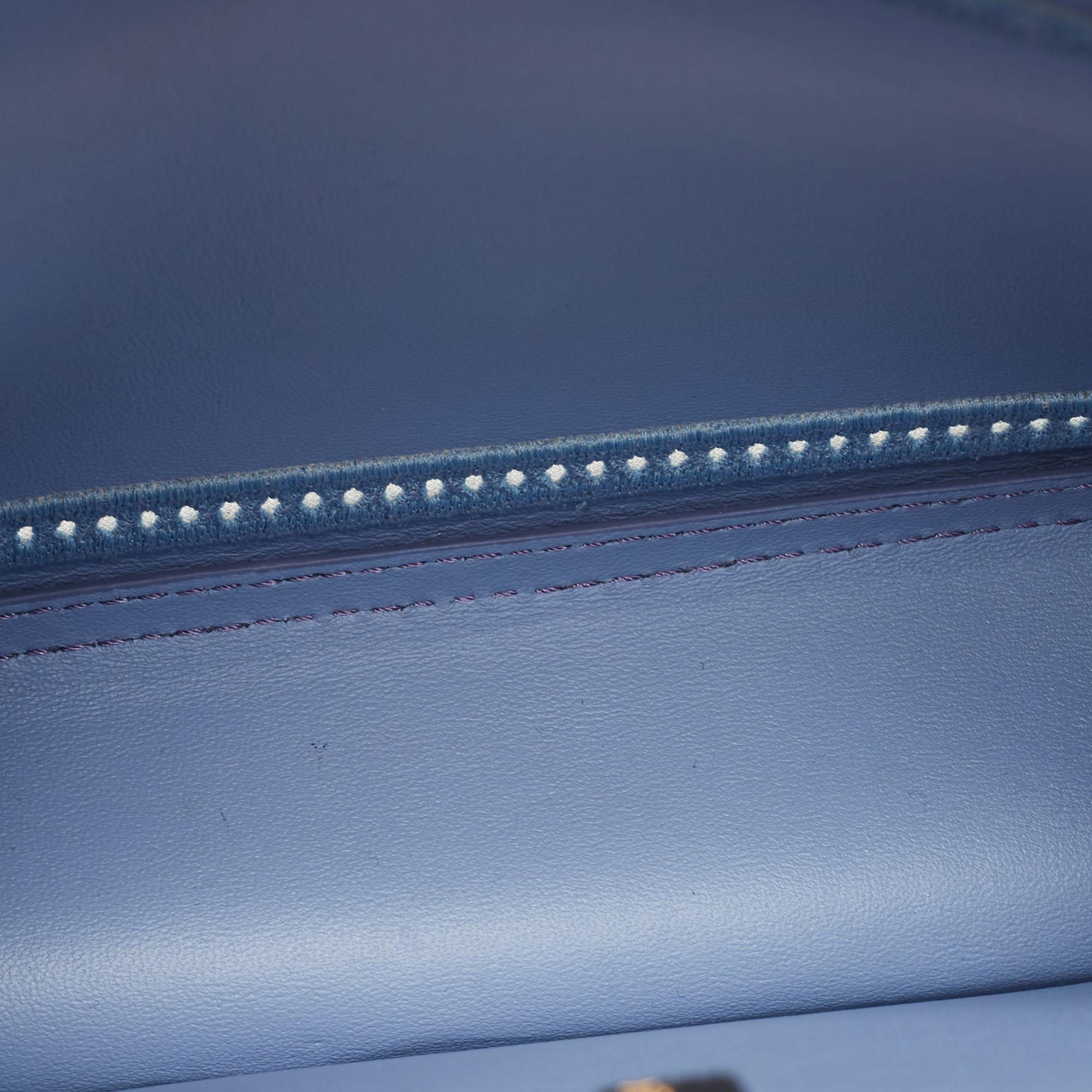 Fendi Light Blue Lasercut Leather Small Peekaboo ISeeU Top Handle Bag 12