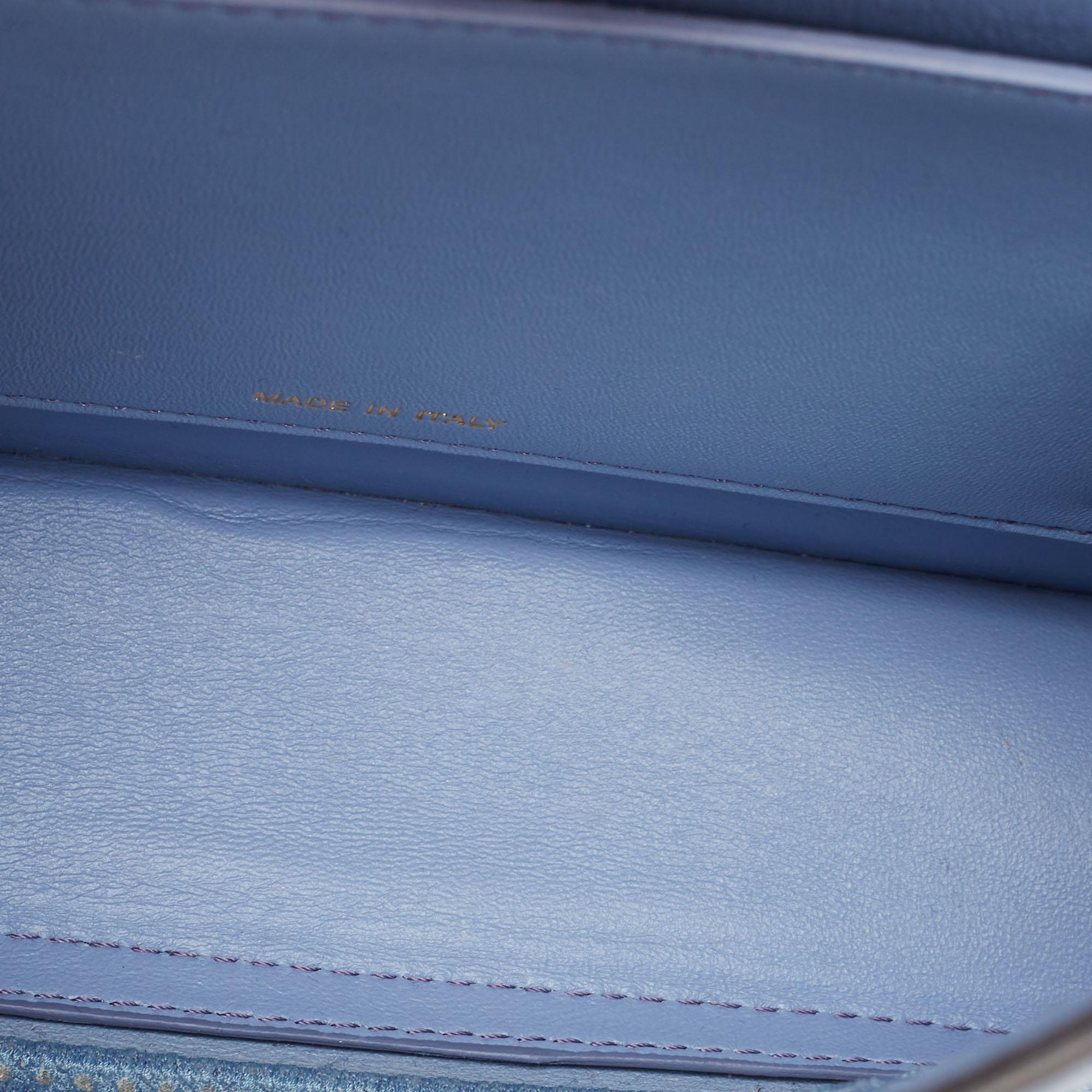 Fendi Light Blue Lasercut Leather Small Peekaboo ISeeU Top Handle Bag In Good Condition In Dubai, Al Qouz 2