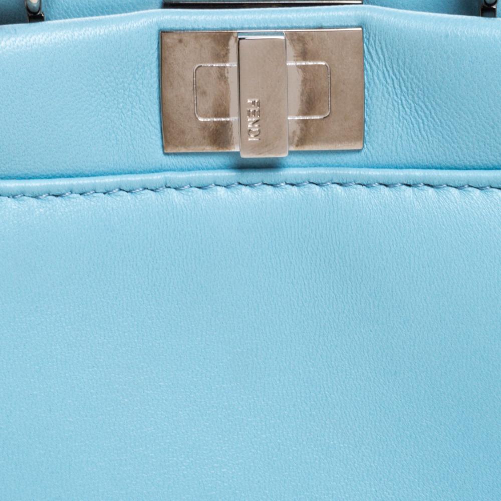 Fendi Light Blue Leather Micro Peekaboo Top Handle Bag 7