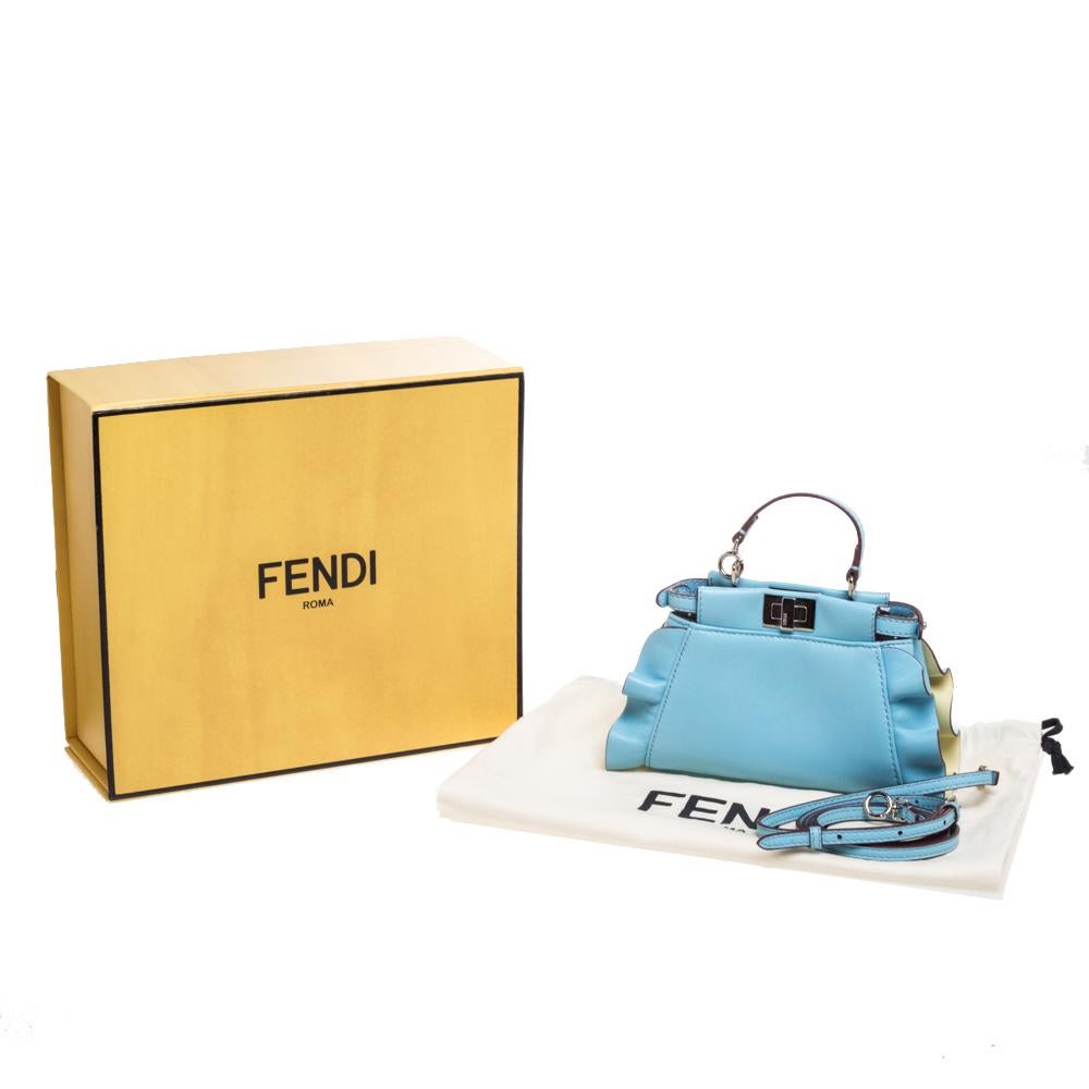 Fendi Light Blue Leather Micro Peekaboo Top Handle Bag 8
