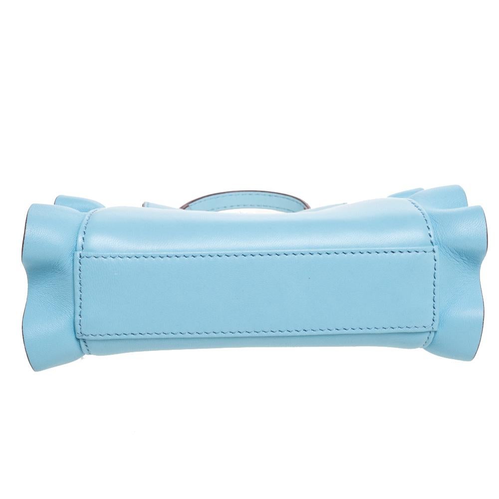 Fendi Light Blue Leather Micro Peekaboo Top Handle Bag 1