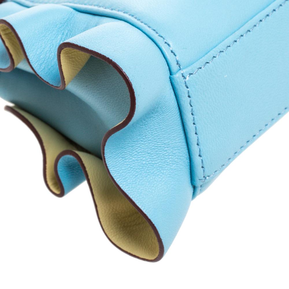 Fendi Light Blue Leather Micro Peekaboo Top Handle Bag 2