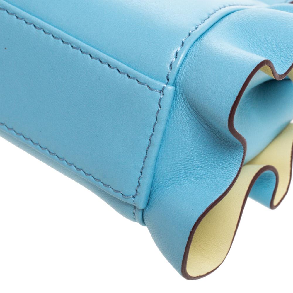Fendi Light Blue Leather Micro Peekaboo Top Handle Bag 3
