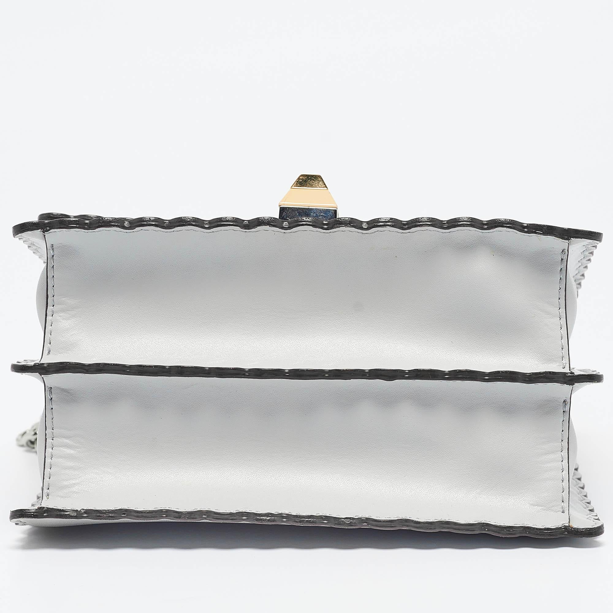 Fendi Light Blue Leather Mini Scalloped Kan I Shoulder Bag 3
