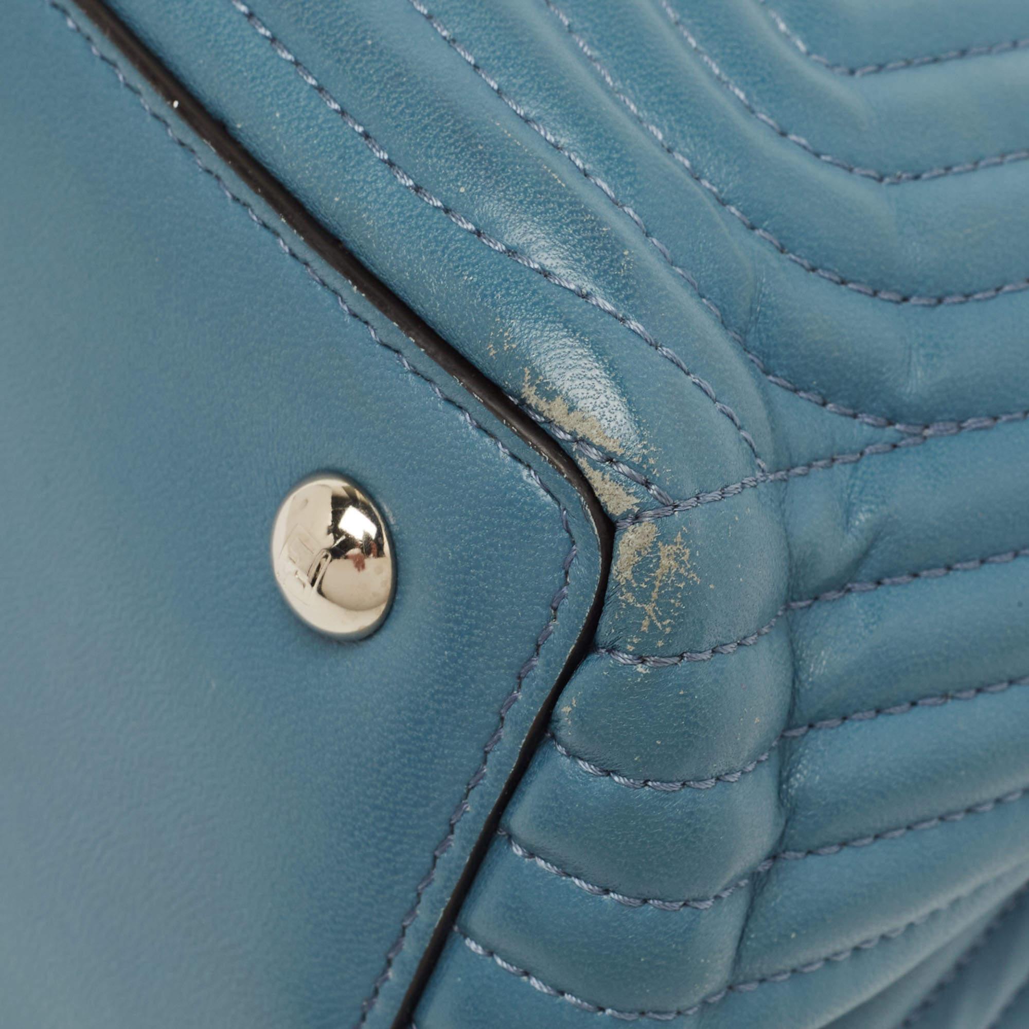 Fendi Light Blue Leather Small Dotcom Click Top Handle Bag 6