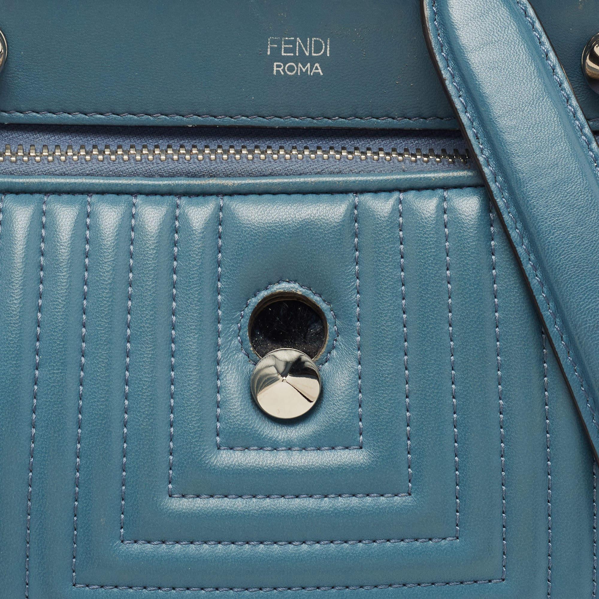 Fendi Light Blue Leather Small Dotcom Click Top Handle Bag 8