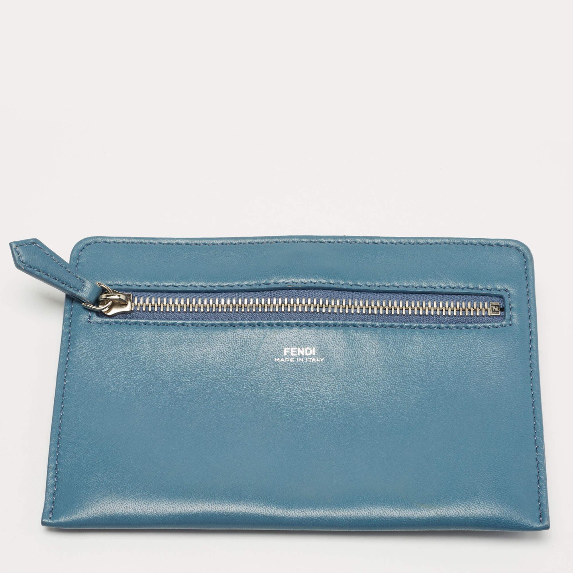 Fendi Light Blue Leather Small Dotcom Click Top Handle Bag 10