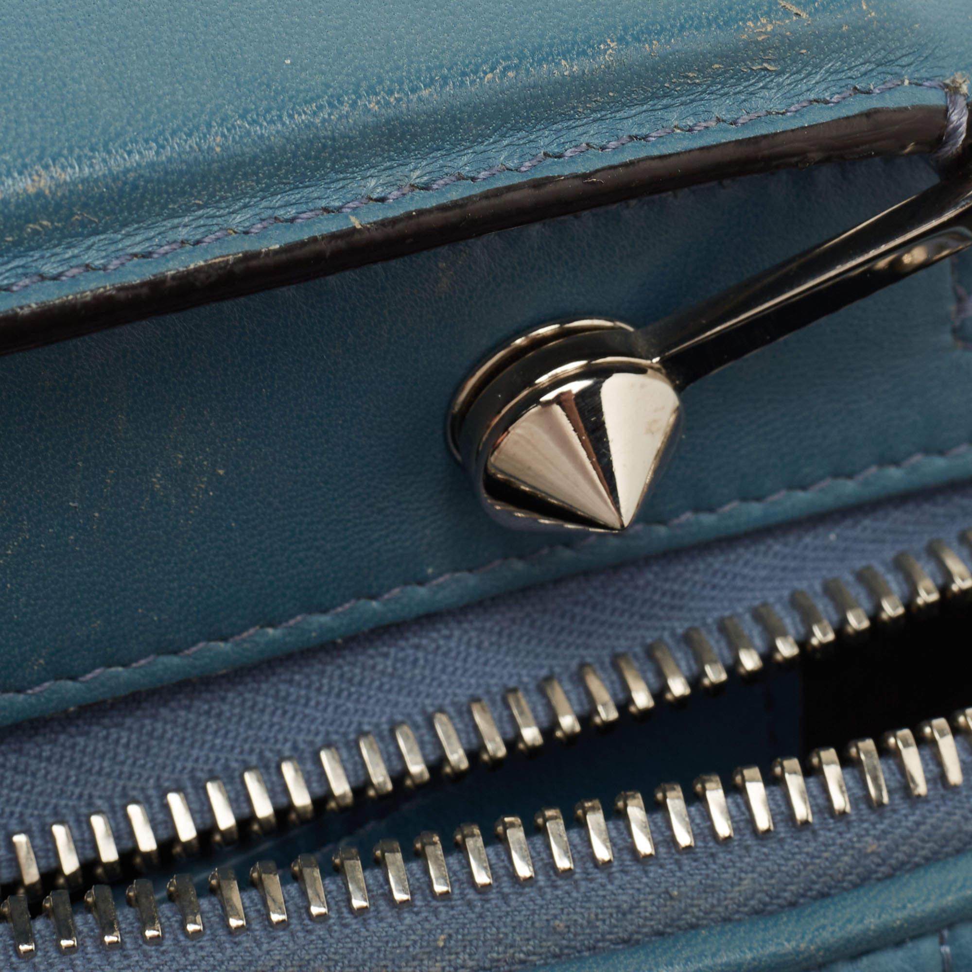 Fendi Light Blue Leather Small Dotcom Click Top Handle Bag 11