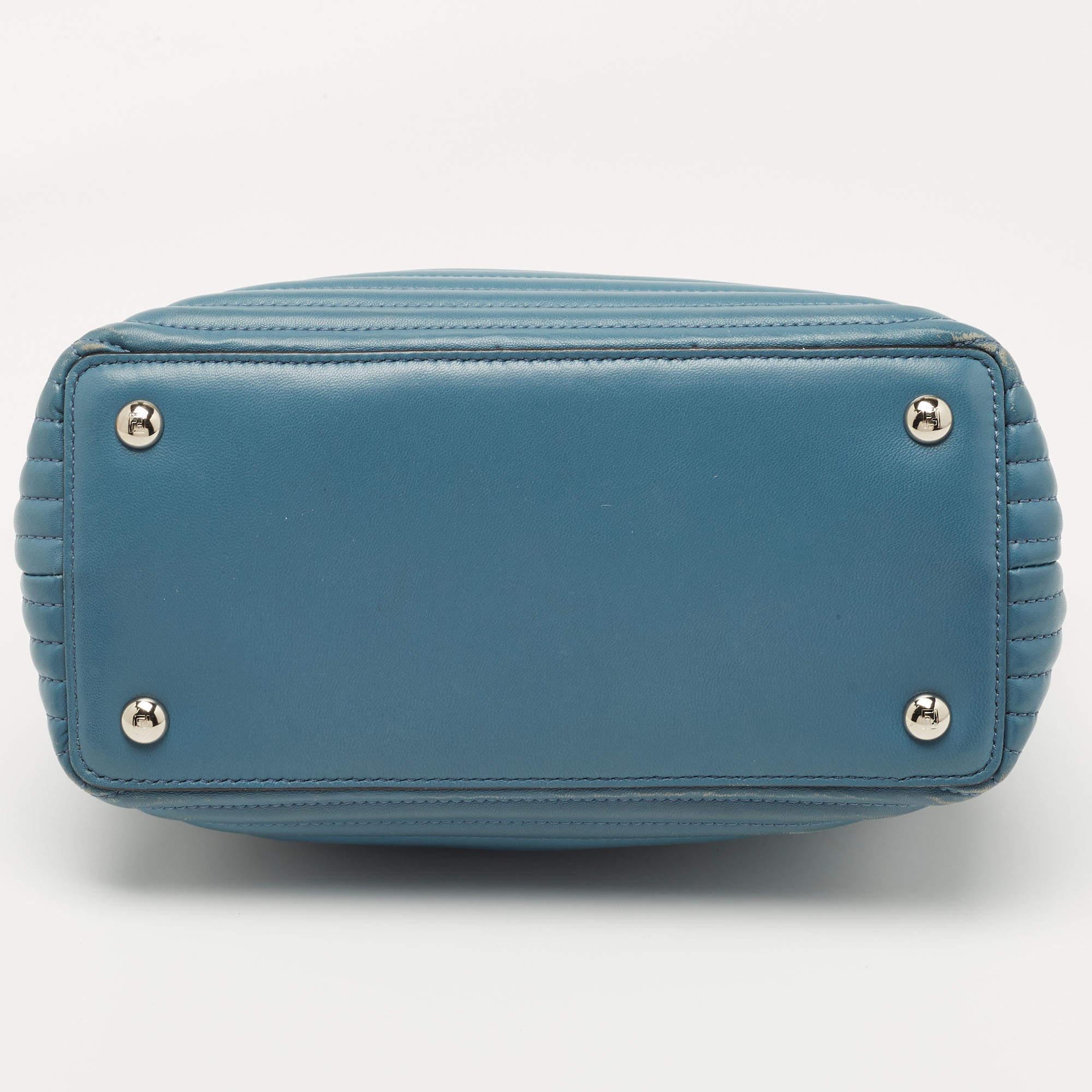 Fendi Light Blue Leather Small Dotcom Click Top Handle Bag 1