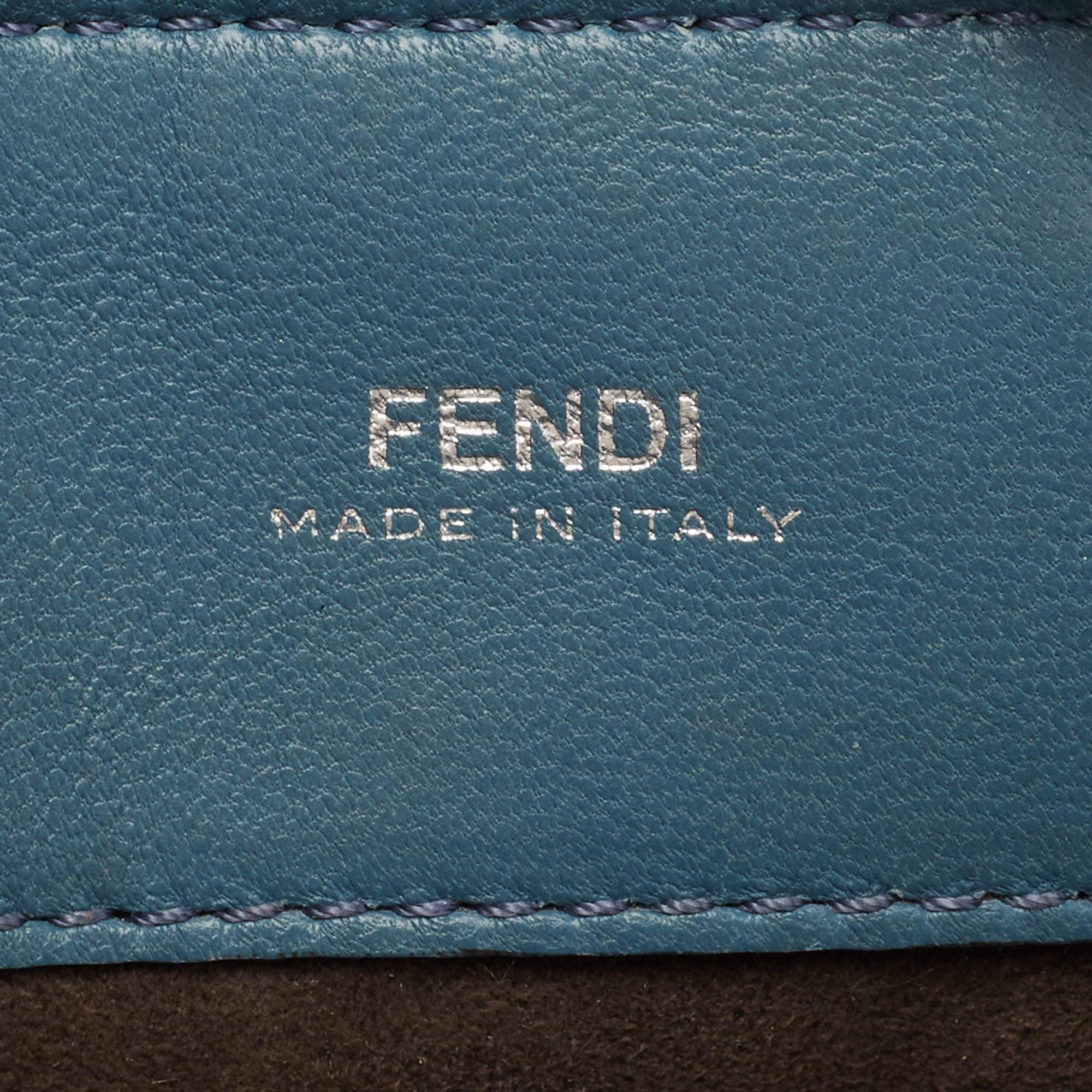 Fendi Light Blue Leather Small Dotcom Click Top Handle Bag 2