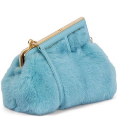 FENDI light blue MINK FUR FIRST SMALL Clutch Shoulder Bag