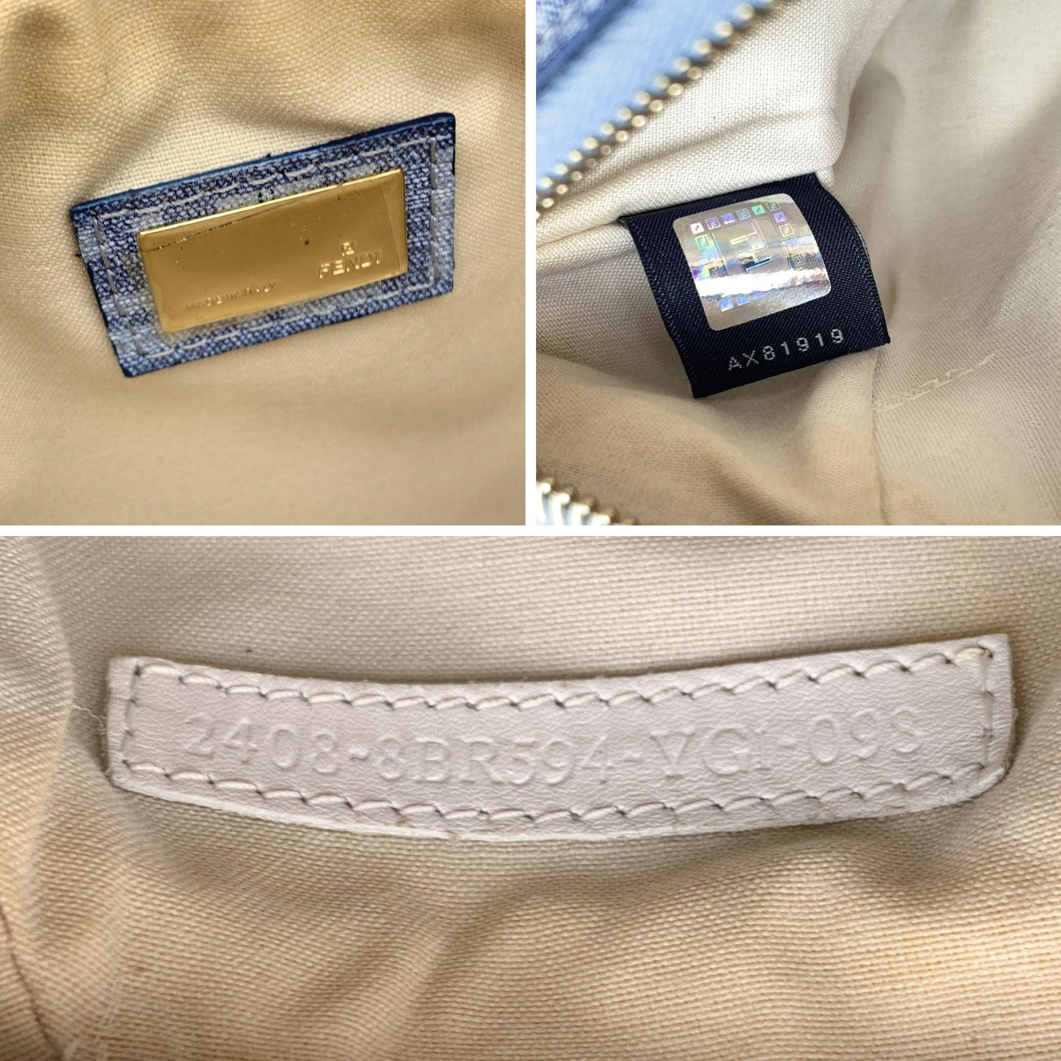 Fendi Light Blue Monogram Zucchino Canvas Pochette Charm Small Bag 1