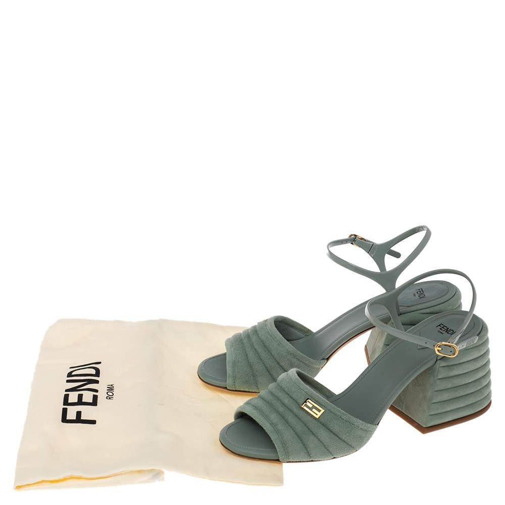 Fendi Light Blue Suede And Jelly Promenade Sandals Size 39 For Sale 1