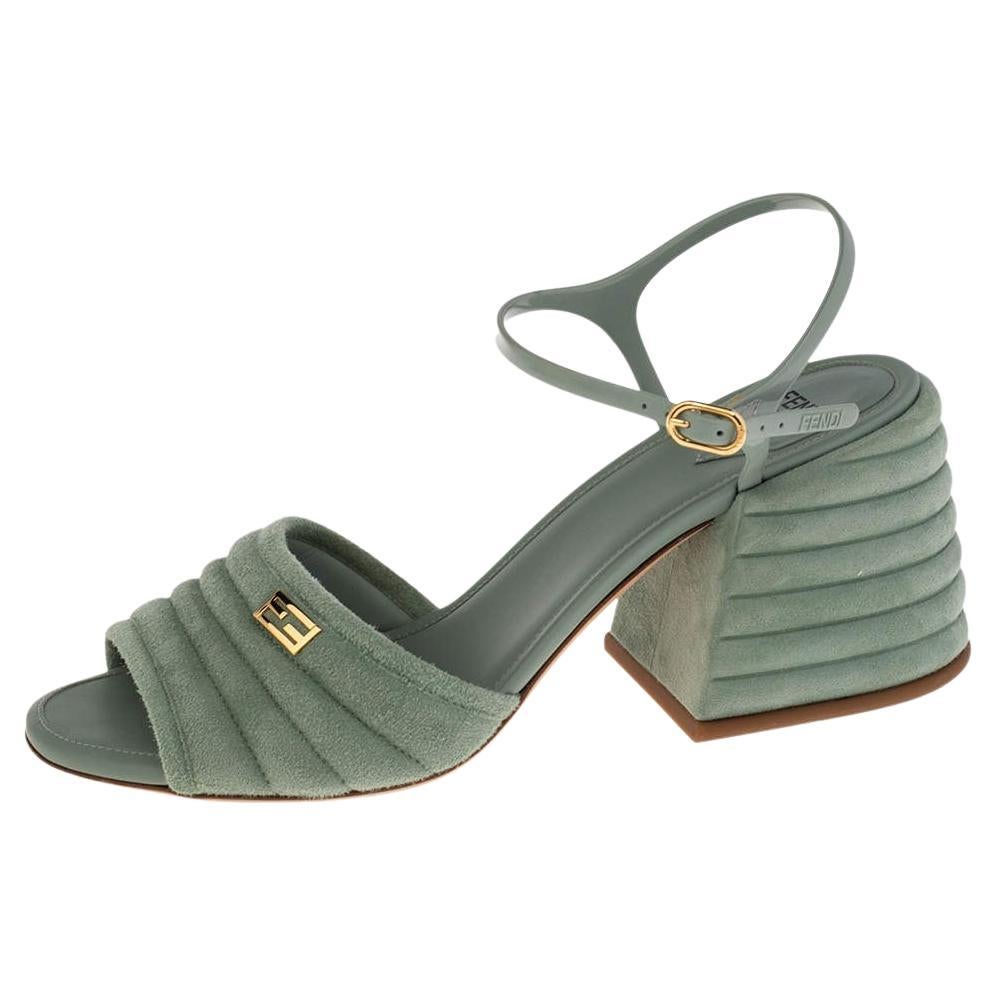 Fendi Light Blue Suede And Jelly Promenade Sandals Size 39 For Sale