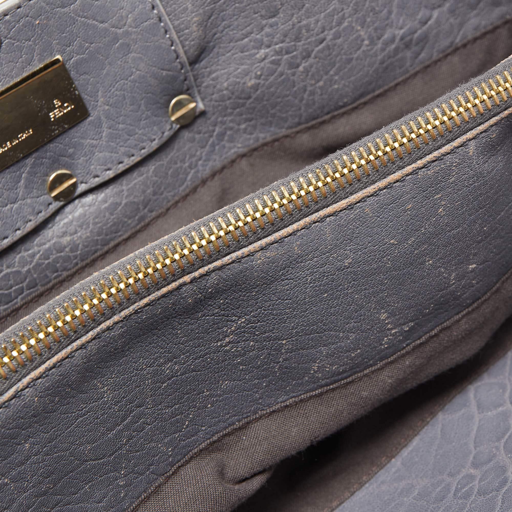 Fendi Light Blue Textured Leather Large Mia Hobo 7