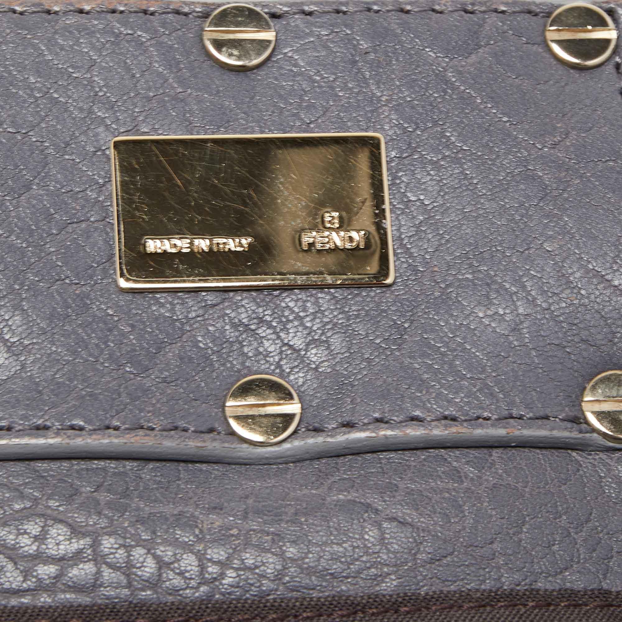 Fendi Light Blue Textured Leather Large Mia Hobo 11